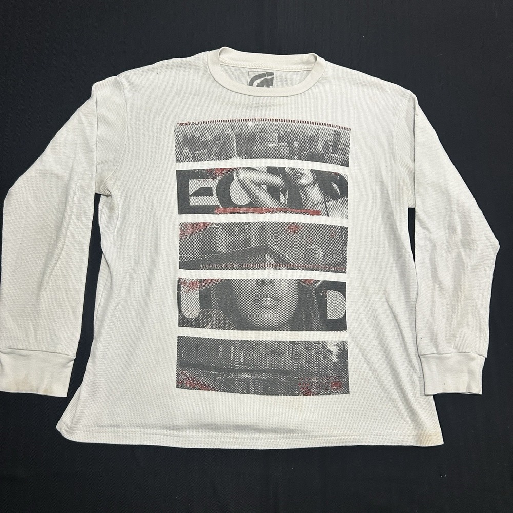 Ecko Unltd Y2K Graphic Thermal Long Sleeve Shirt Men's Large White Grunge
